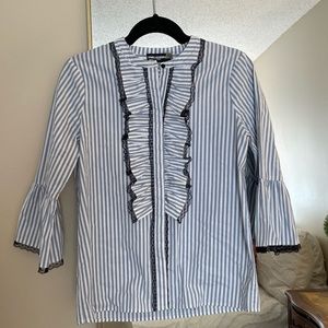 Karl Lagerfeld Striped Ruffle Blouse